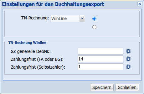 Dialog WinLine Gesamtansicht