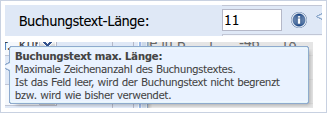Buchungstext-Länge