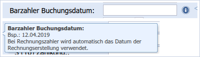 Barzahler Buchungsdatum