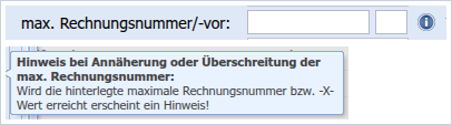 max. Rechnungsnummer/-vor