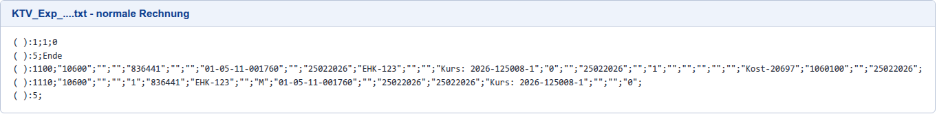 Textdatei, normale Rechnung