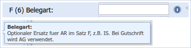 F (6) Belegart