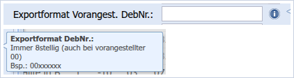 Exportformat Vorangest. DebNr.